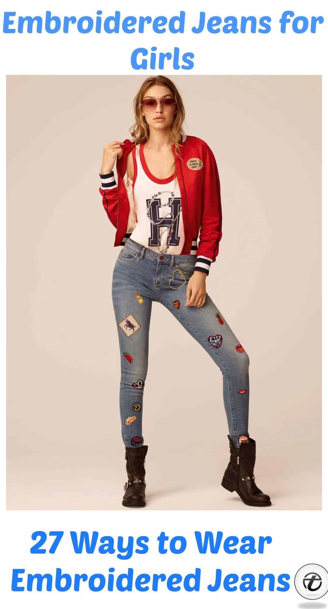 Embroidered Jeans for Girls (1)