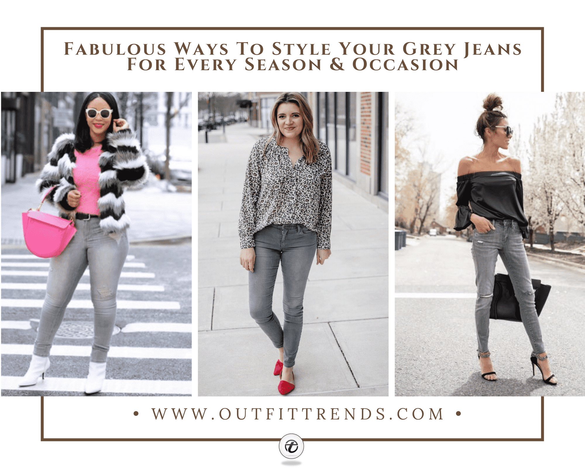 women outfits with grey jeans