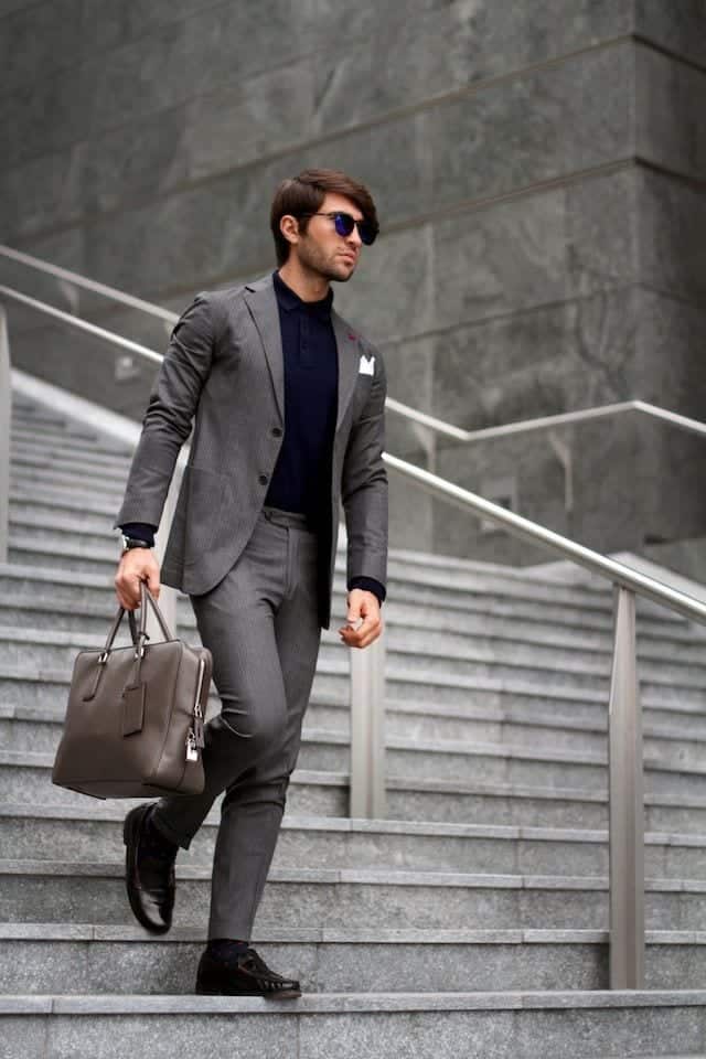 Charcoal Grey Suits with Black Shoes For Men (28)