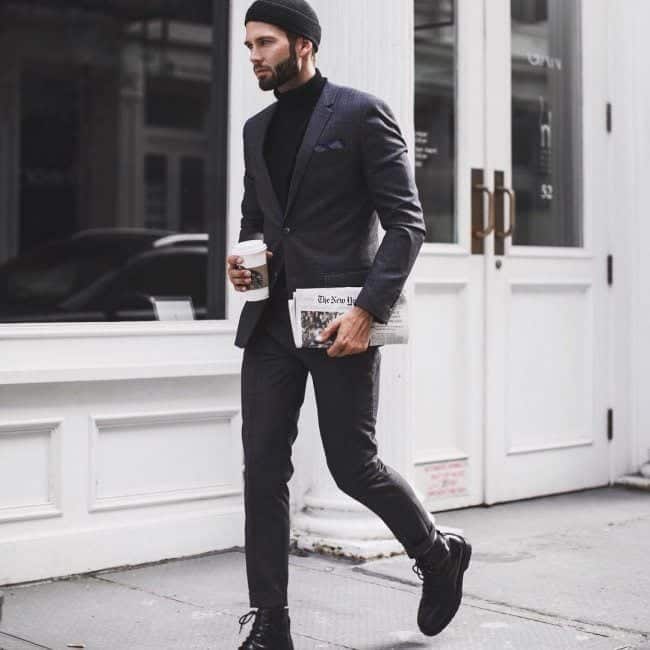 Charcoal Grey Suits with Black Shoes For Men (2)