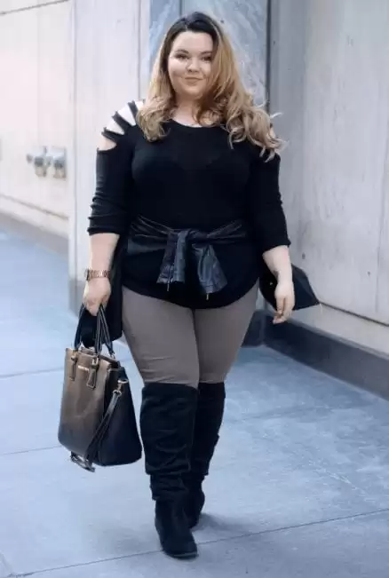 Plus size outfits with thigh high boots