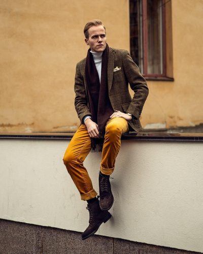 Men's Outfits with Mustard Pants