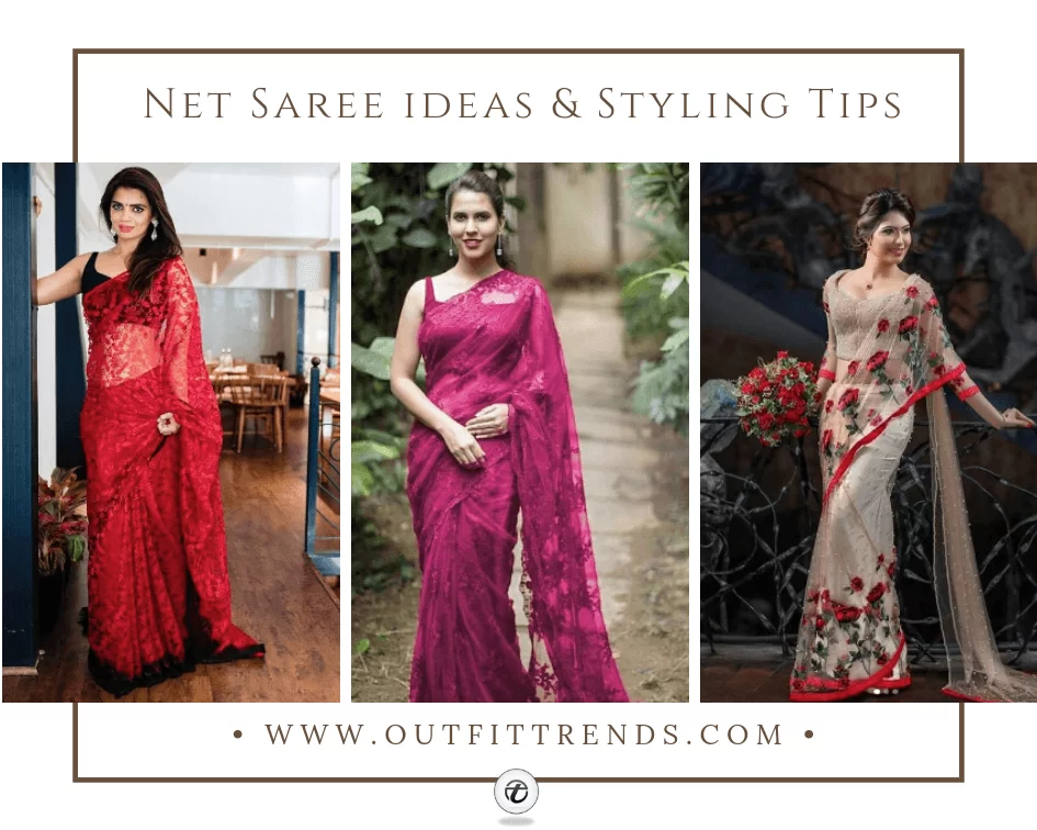 how to wear a net saree latest designs