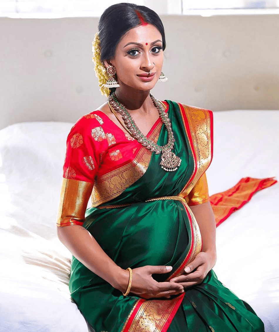 how to wear saree in pregnancy