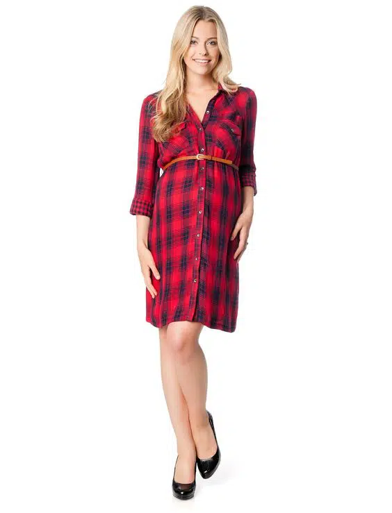 Plaid Shirts Over Gown For Baby Shower