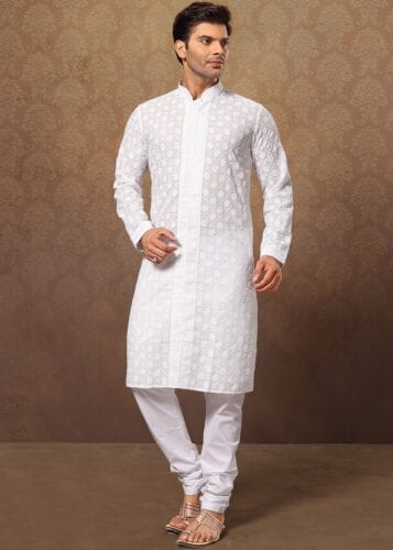White Kurta for Men Cotton & Stylish fit for Weddings Parties or Festival 
