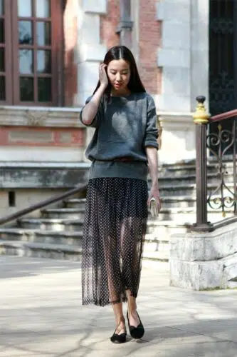 outfit with sheer skirts