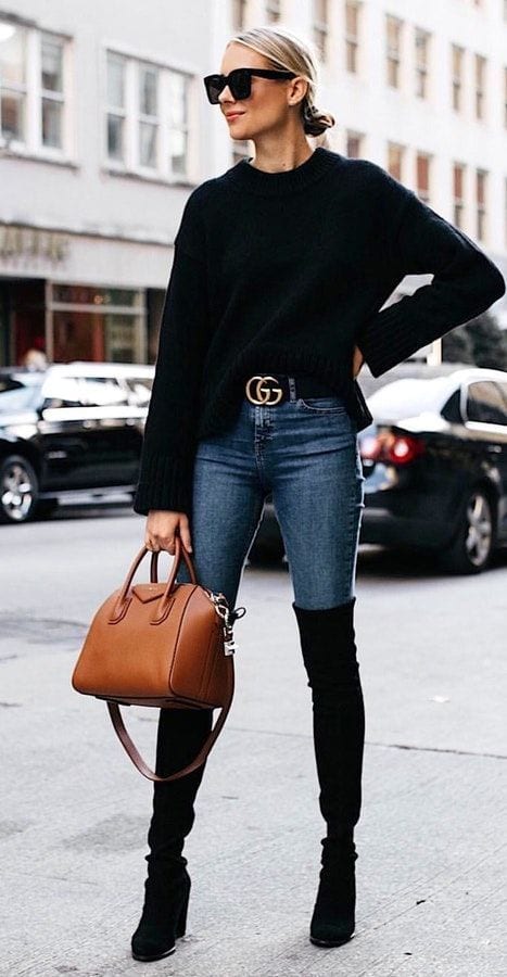 how to wear a black sweater