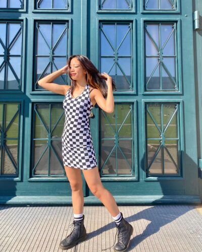 how to wear a Checkered dress