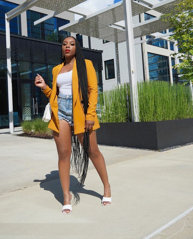 Yellow Blazer with Shorts Outfits