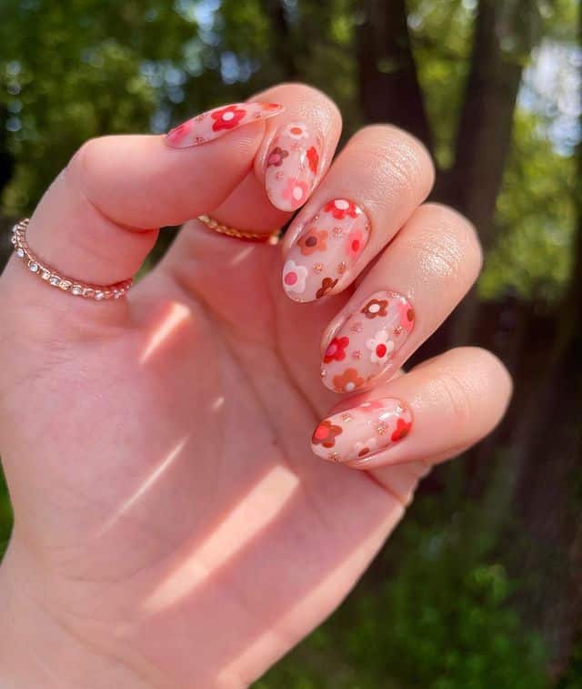 Floral printed Manicure Ideas for Short Nails