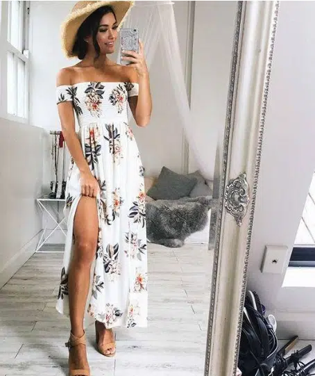 white floral dress