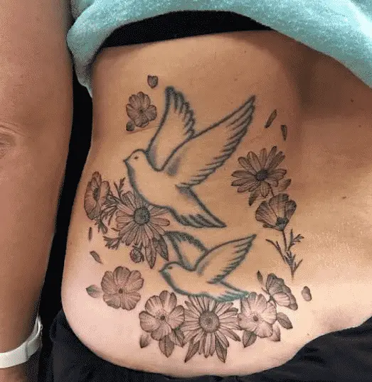 Outline Flying Small Dove Tattoo On Ankle