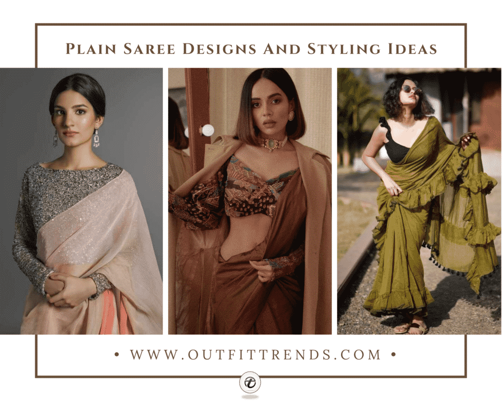 How To Wear A Plain Saree - 20 Best Plain Saree Design Ideas