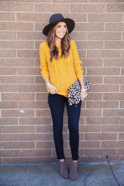 Outfits with Mustard Yellow Sweaters