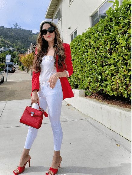 red blazer outfits