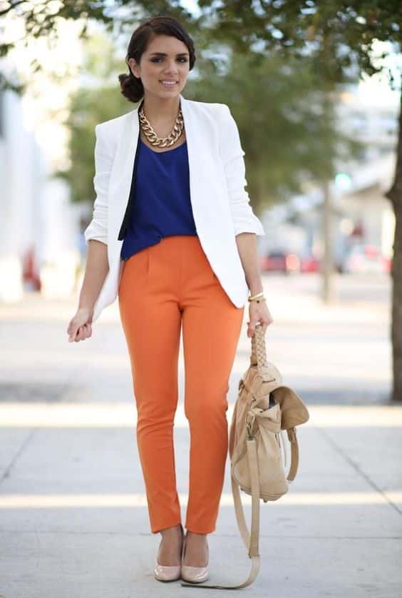 orange pants outfits