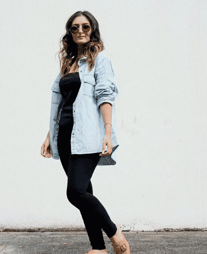 casual wear how to wear a denim shirt with leggings