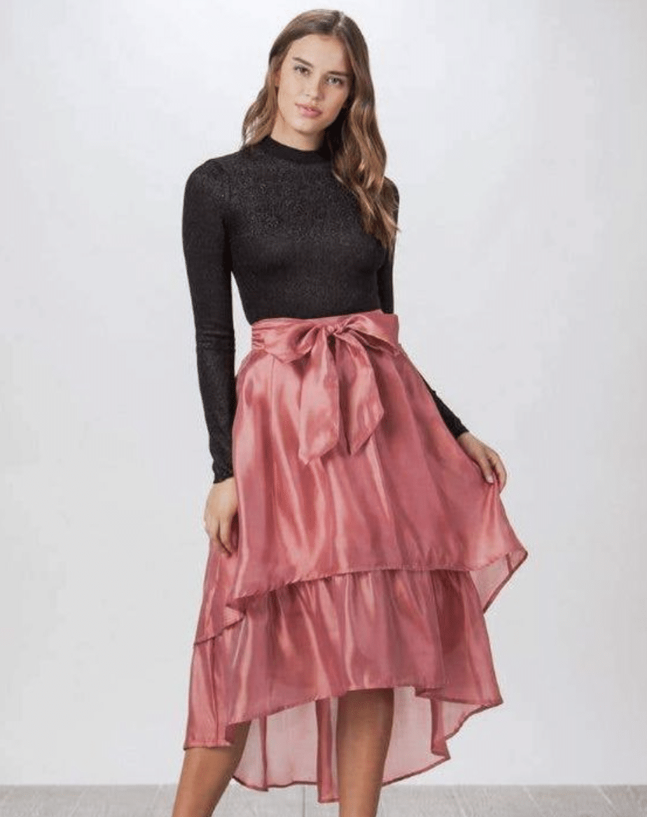 Draped skirt party outfit