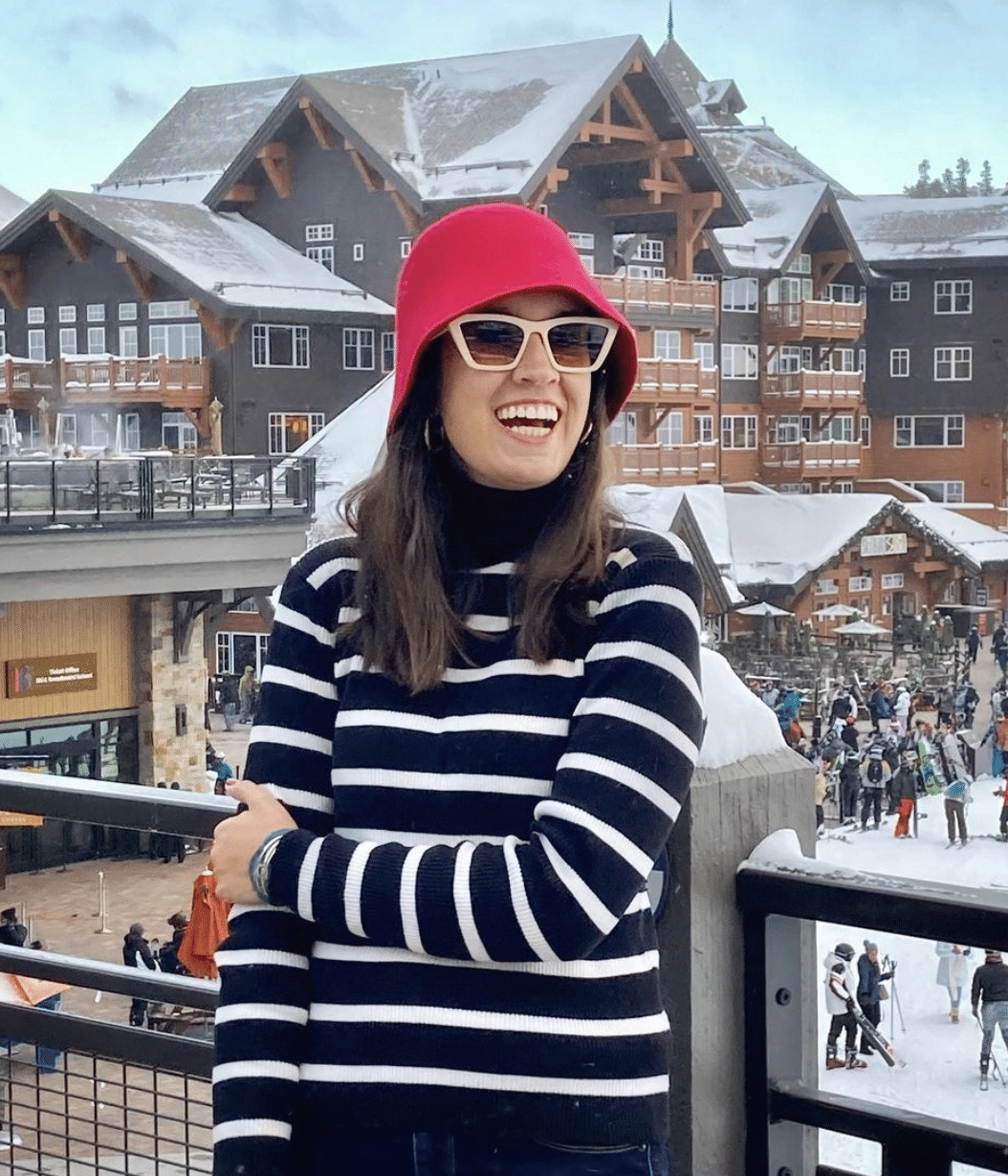 striped sweater ski trip outfit