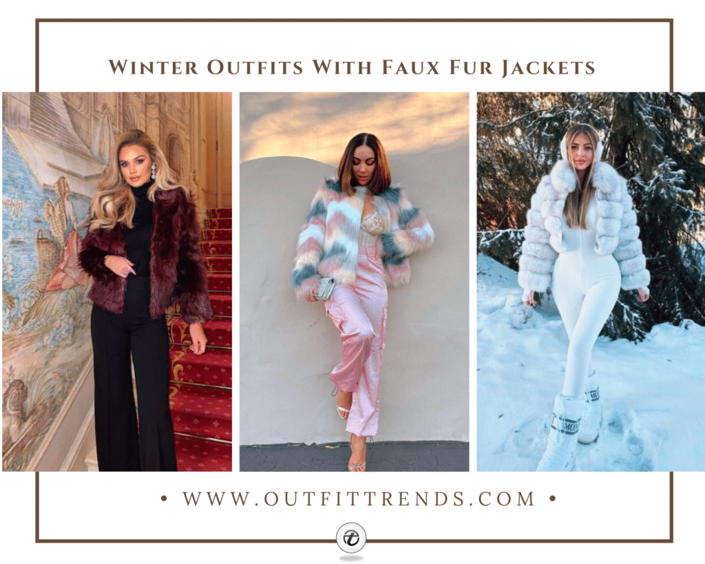 Winter outfit with faux fur jacket