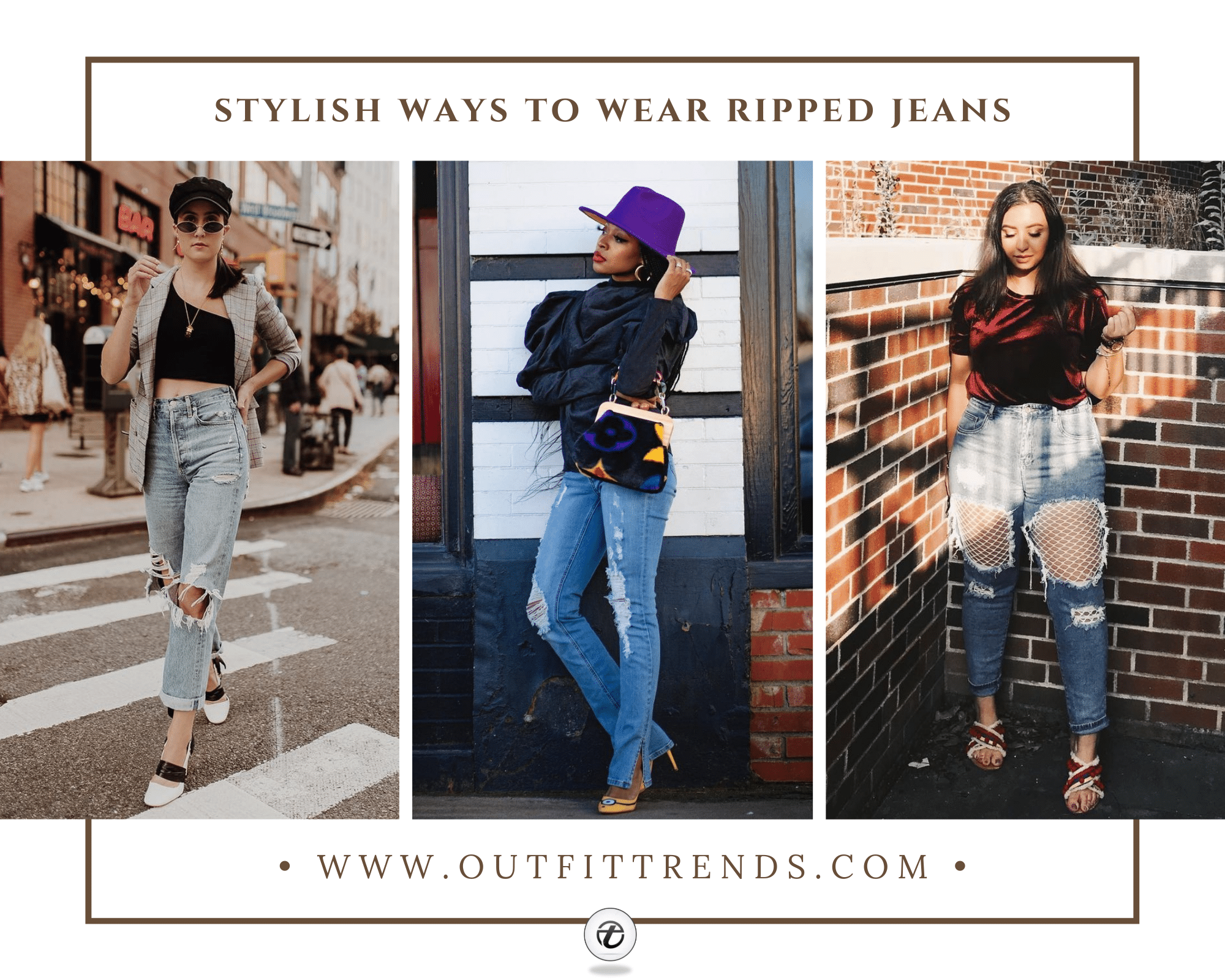 distressed denim jeans outfits for women