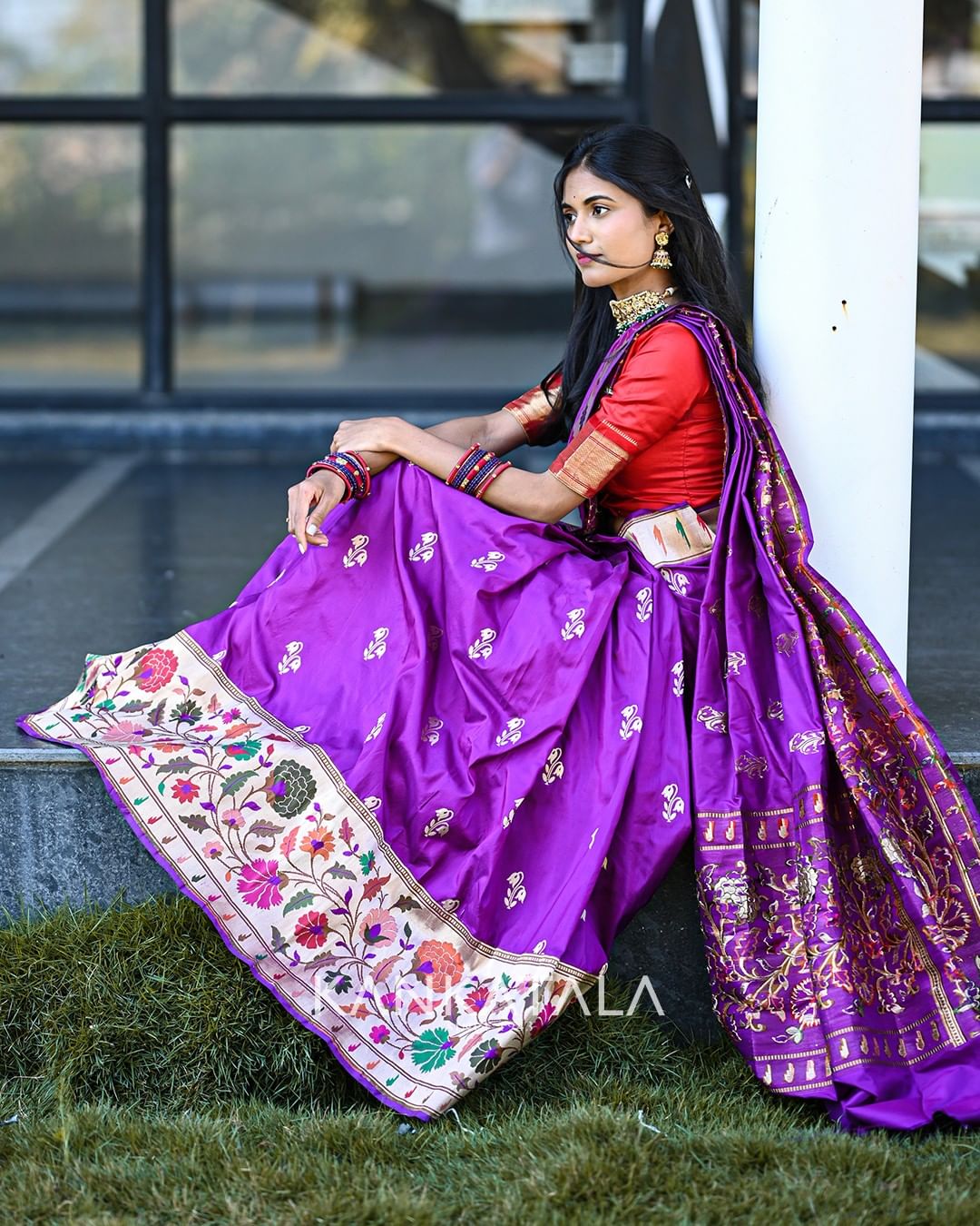 banarasi-saree-with-contrasting-blouse