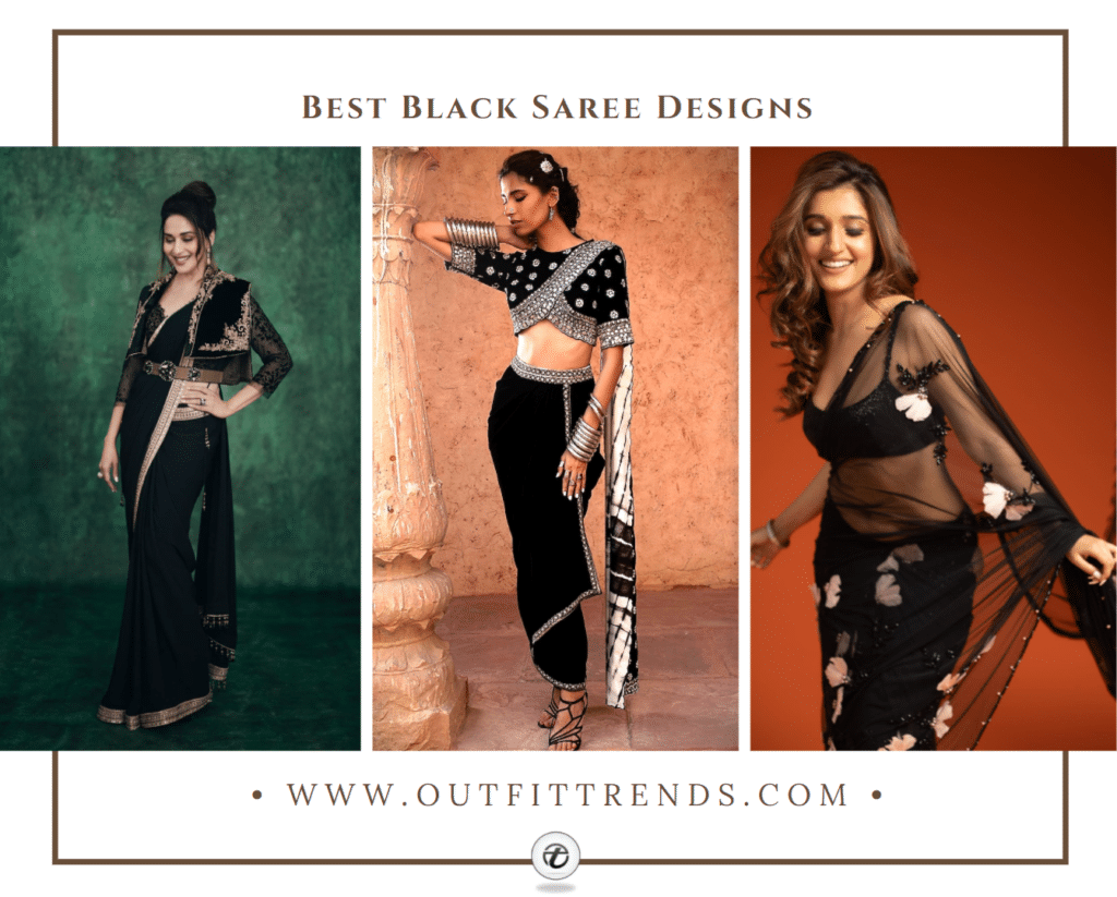 best black saree designs
