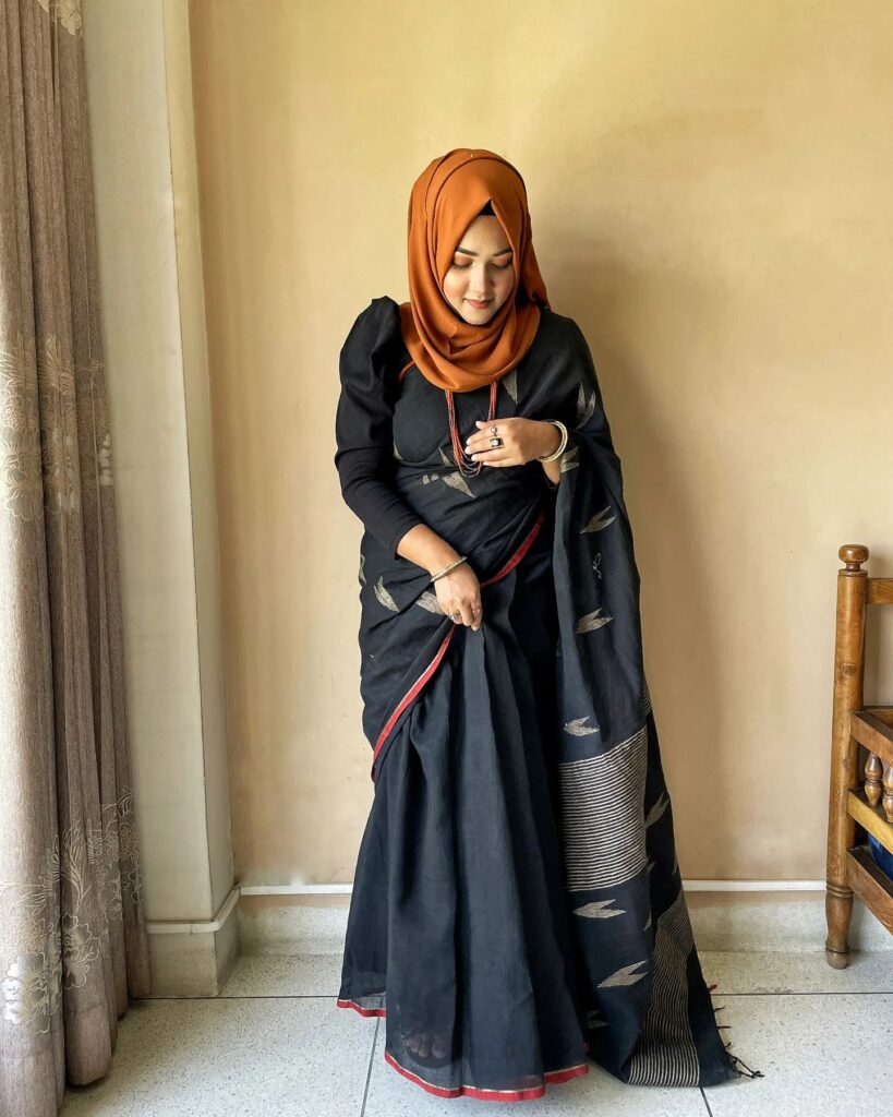 black saree with hijab