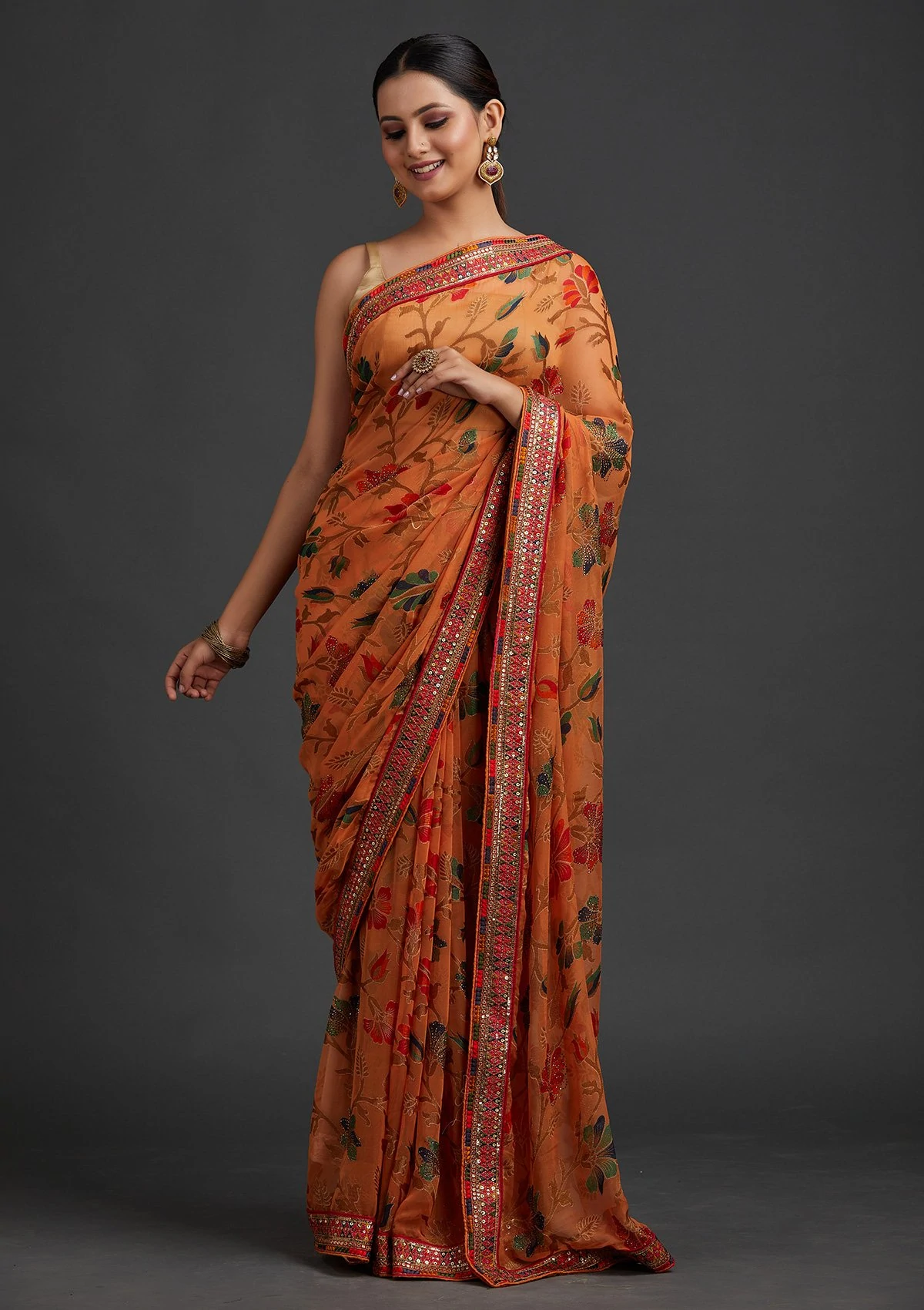 floral-sequins-saree-designs