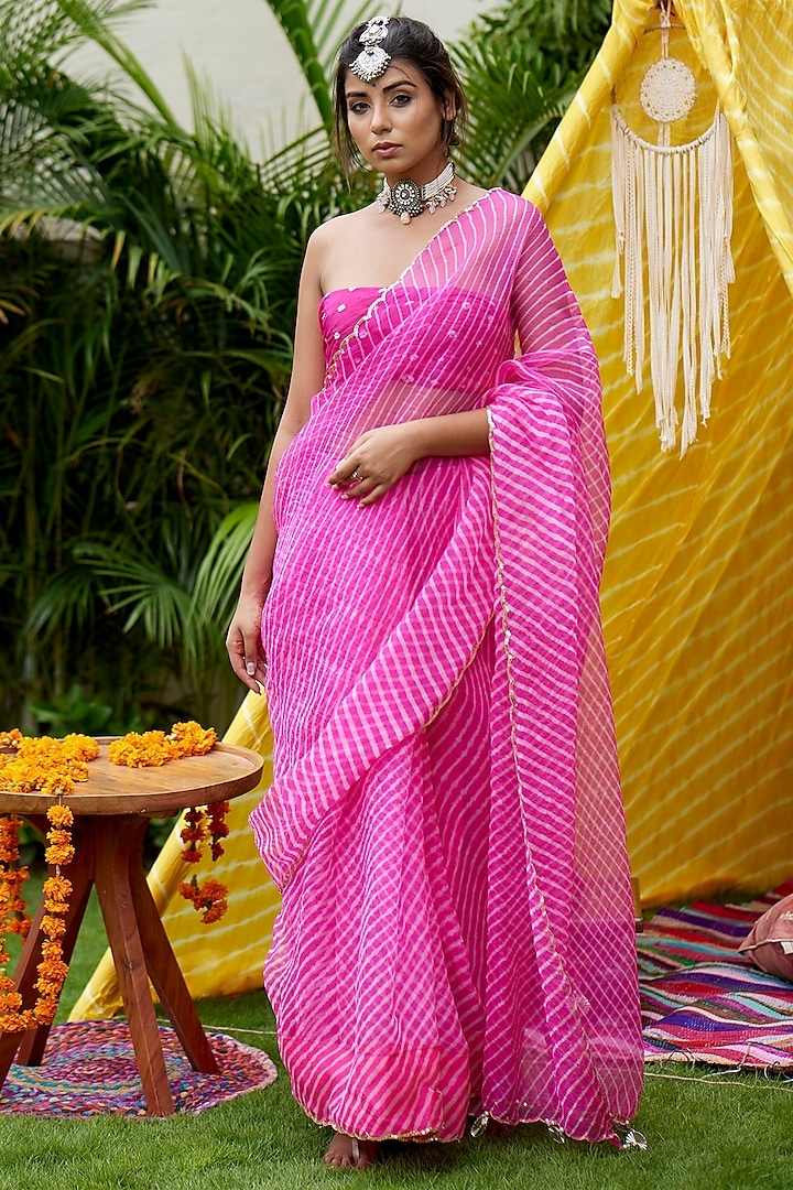 pink saree for haldi