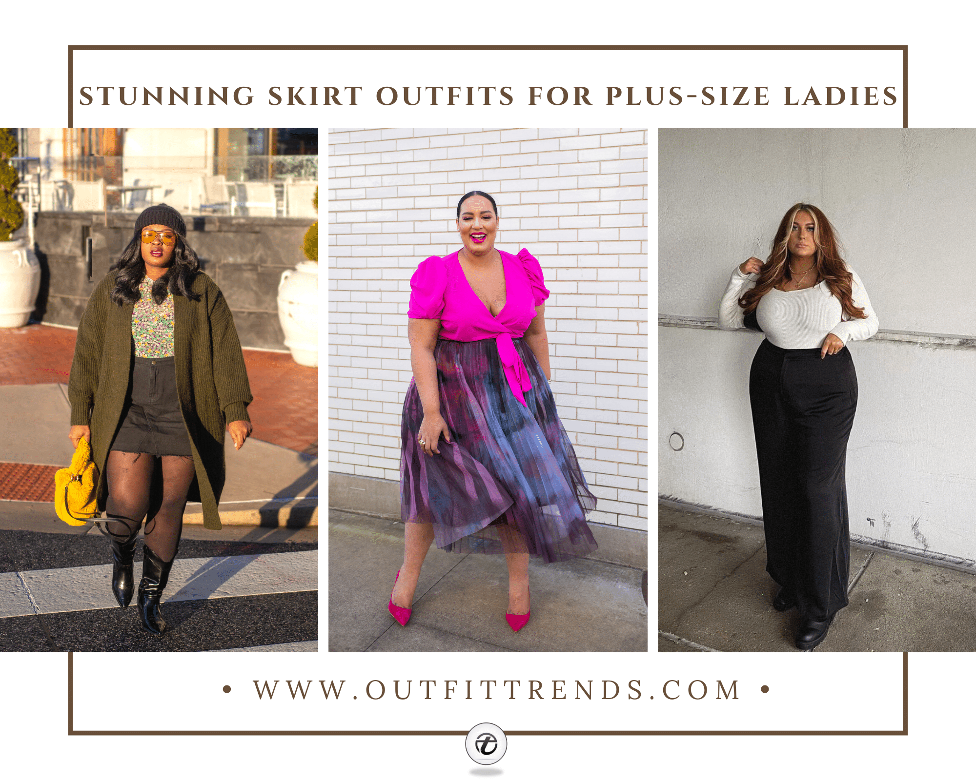 curvy women skirt outfit ideas