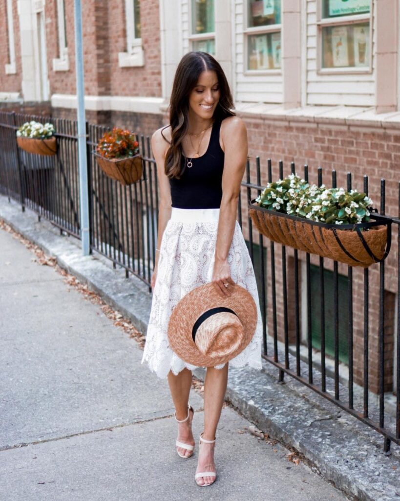 eyelet skirt outfits