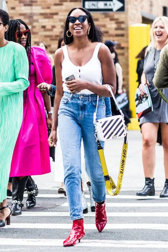 what to wear with red ankle boots